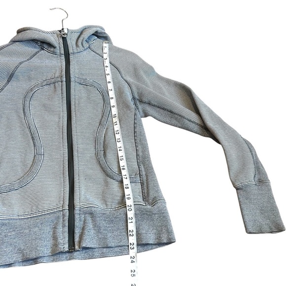 Lululemon Scuba Hoodie*Microstripe Full Zip Cotton Fleece Sweatshirt- Size 6 - Picture 14 of 14